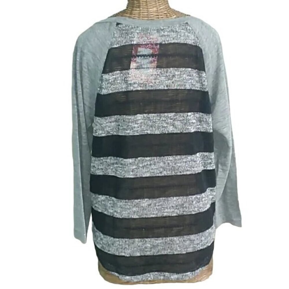 Splendid Gray Striped Raglan Top - Picture 2 of 5
